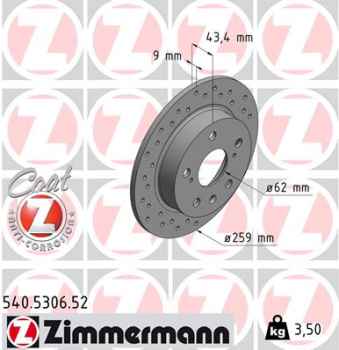 Zimmermann Sport Brake Disc for SUZUKI SX4 S-Cross (JY) rear