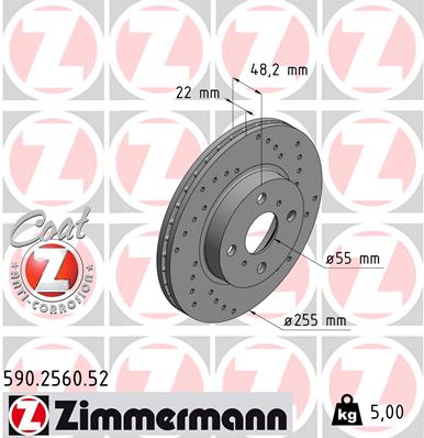 Zimmermann Sportbremsscheibe Sport Z für TOYOTA COROLLA Compact (_E11_) vorne
