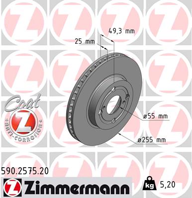 Zimmermann Bremsscheibe für TOYOTA COROLLA Stufenheck (_E12_) vorne