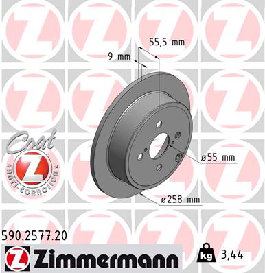 Zimmermann Brake Disc for TOYOTA COROLLA Stufenheck (_E12_) rear