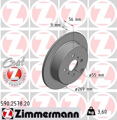 Zimmermann Brake Disc for TOYOTA COROLLA (_E12_) rear