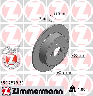 Zimmermann Brake Disc for TOYOTA COROLLA Kombi (_E12_) rear