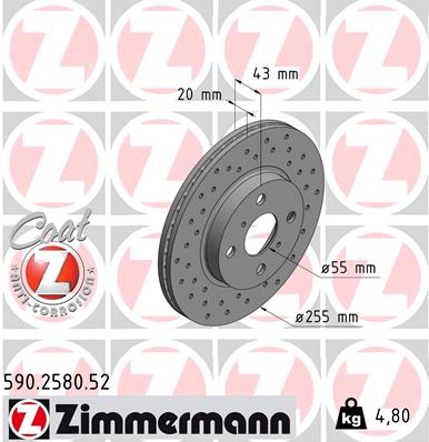 Zimmermann Sport Brake Disc for TOYOTA MR 2 III (ZZW3_) front