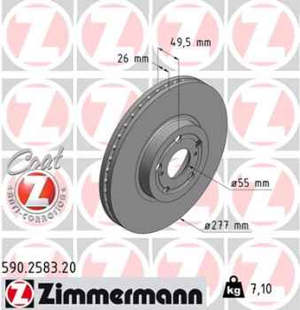 Zimmermann Brake Disc for TOYOTA AVENSIS Kombi (_T25_) front