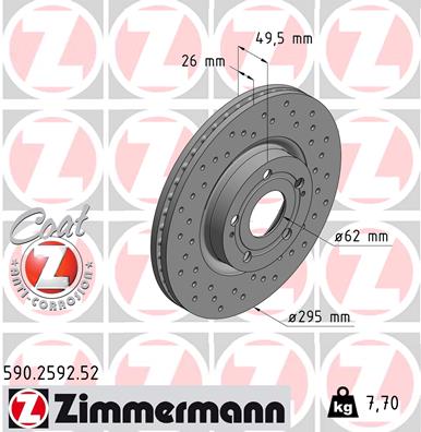 Zimmermann Sport Brake Disc for TOYOTA COROLLA Verso (ZER_, ZZE12_, R1_) front