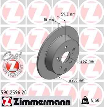 Zimmermann Brake Disc for TOYOTA AVENSIS Kombi (_T25_) rear