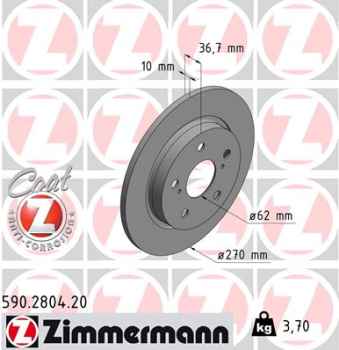 Zimmermann Brake Disc for TOYOTA COROLLA Stufenheck (_E18_, ZRE1_) rear