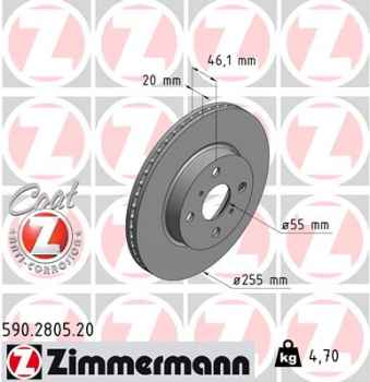 Zimmermann Brake Disc for TOYOTA IQ (_J1_) front
