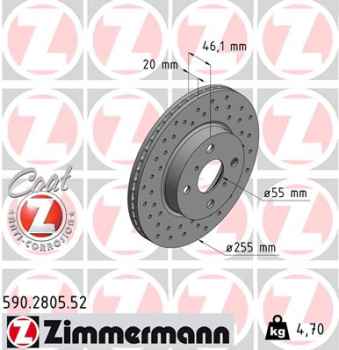 Zimmermann Sport Brake Disc for TOYOTA IQ (_J1_) front