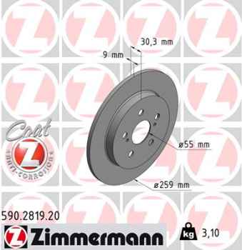 Zimmermann Brake Disc for TOYOTA PRIUS PHV (_W52_) rear
