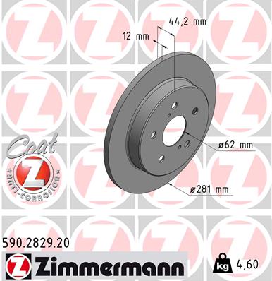 Zimmermann Brake Disc for TOYOTA C-HR (_X1_) rear
