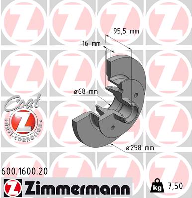 Zimmermann Brake Disc for VW TRANSPORTER T3 Pritsche/Fahrgestell front
