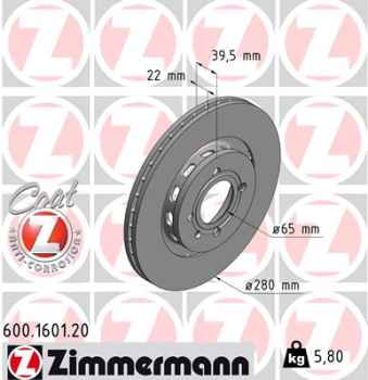 Zimmermann Brake Disc for SEAT CORDOBA (6K1, 6K2) front
