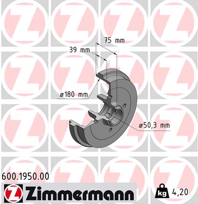 Zimmermann Bremstrommel für VW JETTA II (19E, 1G2, 165) hinten