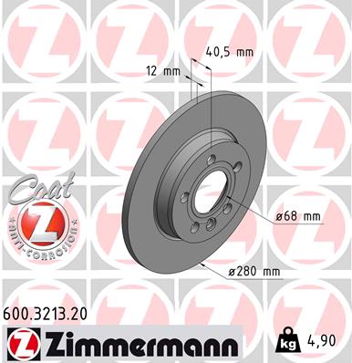 Zimmermann Brake Disc for VW TRANSPORTER T4 Kasten (70A, 70H, 7DA, 7DH) rear