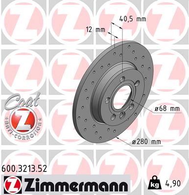 Zimmermann Sport Brake Disc for VW TRANSPORTER T4 Bus (70B, 70C, 7DB, 7DK, 70J, 70K, 7DC, 7DJ) rear