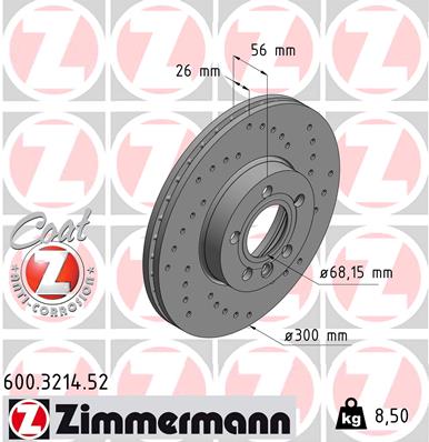 Zimmermann Sport Brake Disc for VW TRANSPORTER T4 Pritsche/Fahrgestell (70E, 70L, 70M, 7DE, 7DL front