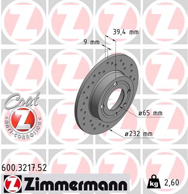 Zimmermann Sport Brake Disc for SEAT CORDOBA (6K1, 6K2) rear