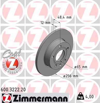 Zimmermann Brake Disc for VW CADDY III Kombi (2KB, 2KJ, 2CB, 2CJ) rear