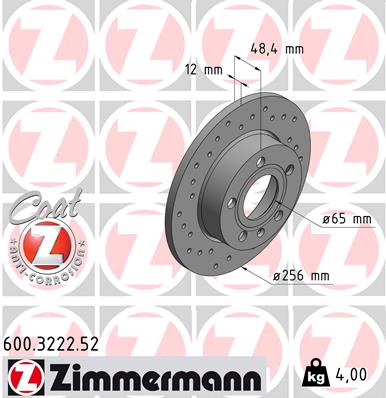 Zimmermann Sport Brake Disc for VW CADDY III Kasten (2KA, 2KH, 2CA, 2CH) rear