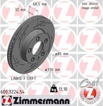 Zimmermann Sportbremsscheibe Black Z für VW TOUAREG (7LA, 7L6, 7L7) vorne links