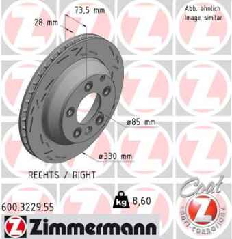 Zimmermann Sport Brake Disc for PORSCHE CAYENNE (92A) rear right