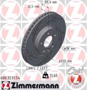 Zimmermann Sport Brake Disc for VW MULTIVAN T5 (7HM, 7HN, 7HF, 7EF, 7EM, 7EN) front left