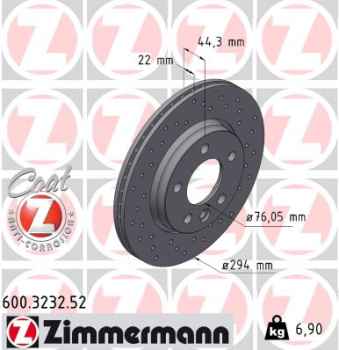 Zimmermann Sportbremsscheibe Sport Z für VW MULTIVAN T5 (7HM, 7HN, 7HF, 7EF, 7EM, 7EN) hinten
