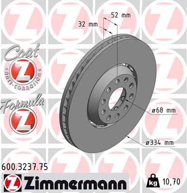 Zimmermann Bremsscheibe Formula Z für VW PASSAT (3B3) vorne links
