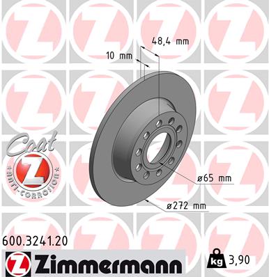 Zimmermann Brake Disc for AUDI A3 (8V1, 8VK) rear