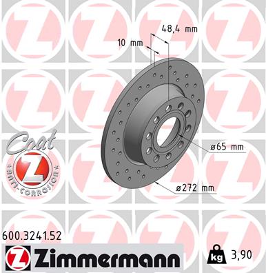 Zimmermann Sport Brake Disc for AUDI A3 Limousine (8VS, 8VM) rear