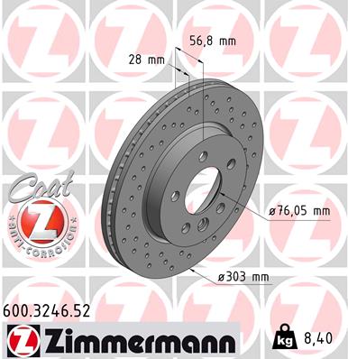 Zimmermann Sportbremsscheibe Sport Z für VW AMAROK (2HA, 2HB, S1B, S6B, S7A, S7B) vorne