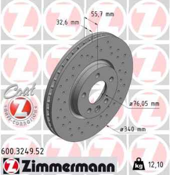 Zimmermann Sportbremsscheibe Sport Z für VW MULTIVAN T5 (7HM, 7HN, 7HF, 7EF, 7EM, 7EN) vorne