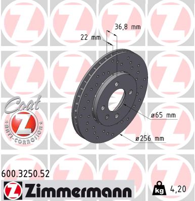 Zimmermann Sport Brake Disc for VW UP (121, 122, BL1, BL2) front