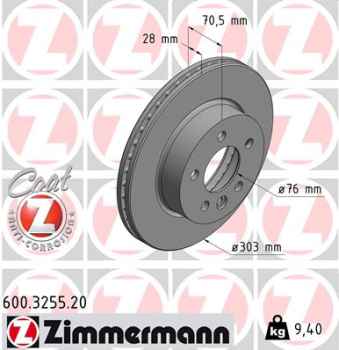 Zimmermann Brake Disc for VW CRAFTER Bus (SY_) front