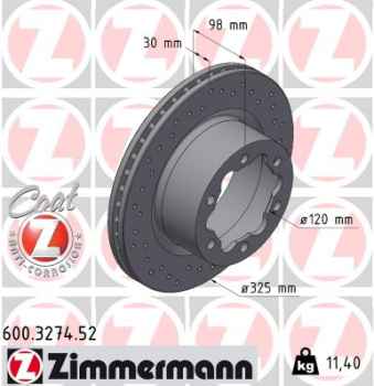 Zimmermann Sportbremsscheibe Sport Z für VW CRAFTER Bus (SYI, SYJ) hinten
