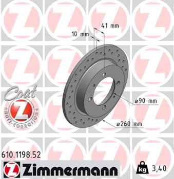 Zimmermann Sport Brake Disc for MITSUBISHI CARISMA (DA_) rear