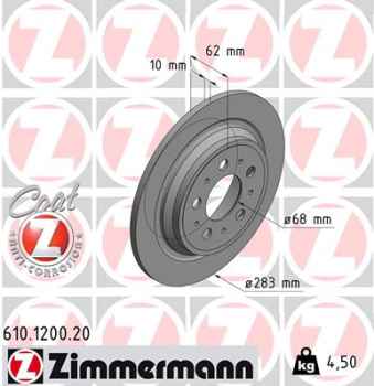 Zimmermann Brake Disc for VOLVO S70 (874) rear