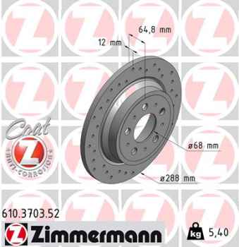 Zimmermann Sport Brake Disc for VOLVO V70 II (285) rear