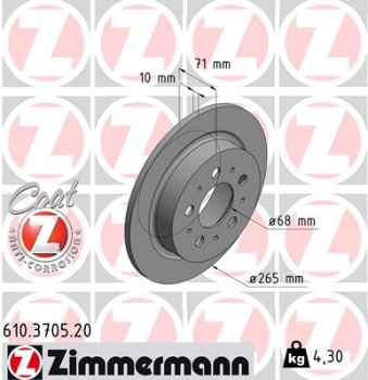 Zimmermann Brake Disc for VOLVO 940 II (944) rear