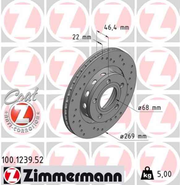 Zimmermann Sportbremsscheibe Sport Z für AUDI A8 (4D2, 4D8) hinten