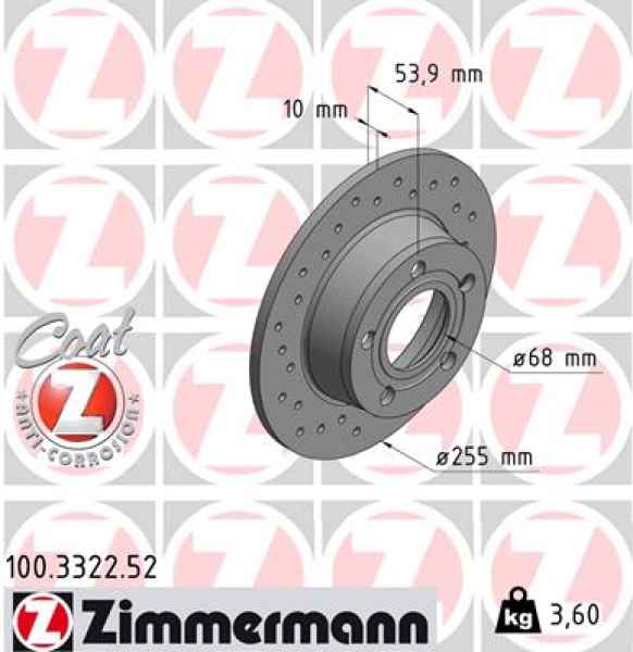 Zimmermann Sportbremsscheibe Sport Z für AUDI A6 (4B2, C5) hinten