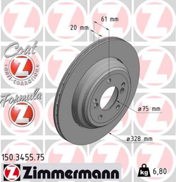 Zimmermann Brake Disc for BMW 5 (E39) rear left