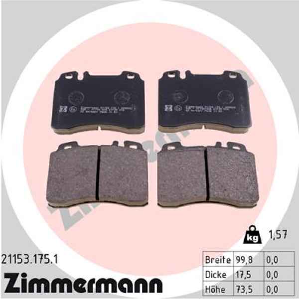 Zimmermann Brake pads for MERCEDES-BENZ E-KLASSE T-Model (S210) front