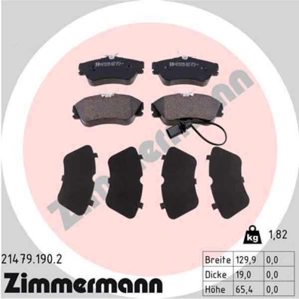 Zimmermann Bremsbeläge für VW TRANSPORTER T4 Bus (70B, 70C, 7DB, 7DK, 70J, 70K, 7DC, 7DJ) vorne
