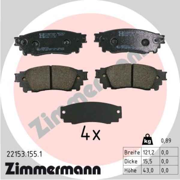 Zimmermann Bremsbeläge für LEXUS NX (_Z1_) hinten