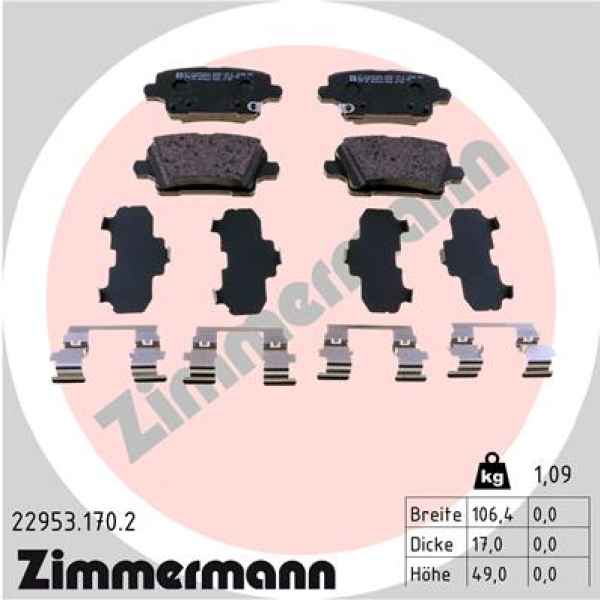Zimmermann Bremsbeläge für OPEL INSIGNIA B Country Tourer (Z18) hinten
