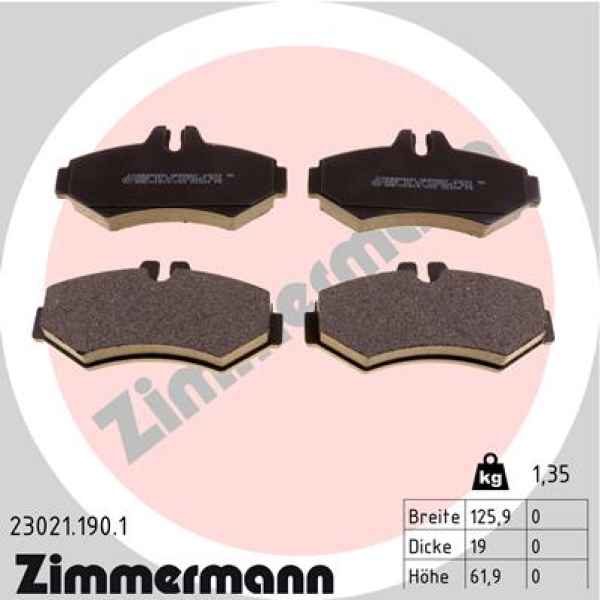 Zimmermann Bremsbeläge für VW LT 28-46 II Pritsche/Fahrgestell (2DC, 2DF, 2DG, 2DL, 2DM) hinten