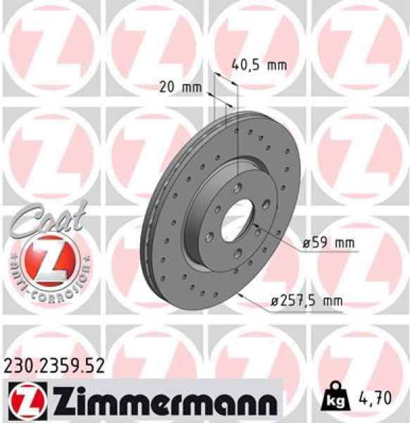 Zimmermann Sportbremsscheibe Sport Z für FIAT PALIO Weekend (178_) vorne