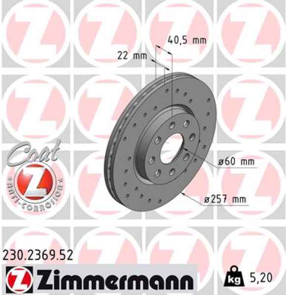 Zimmermann Sportbremsscheibe Sport Z für OPEL CORSA D (S07) vorne